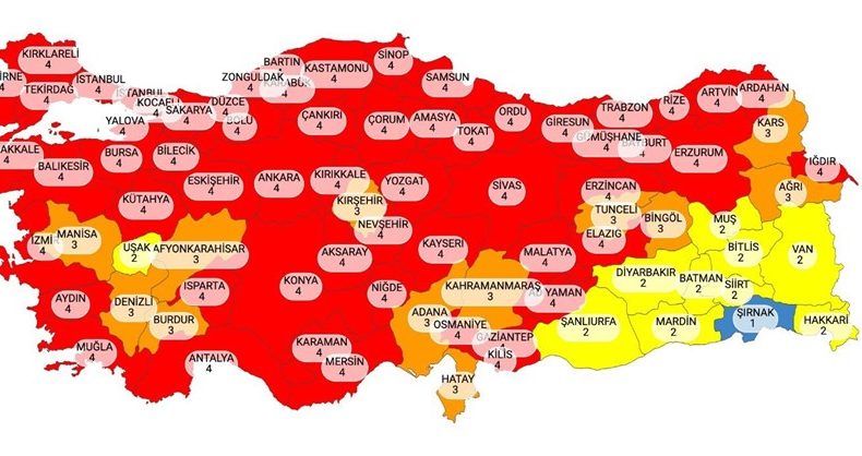 DİKKAT! ÇORUM TAMAMEN KIRMIZI RENGE DÖNDÜ