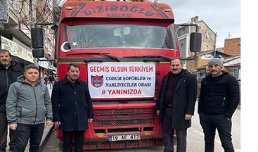 ŞOFÖRLER ODASI 1 KAMYON YARDIM GÖNDERDİ