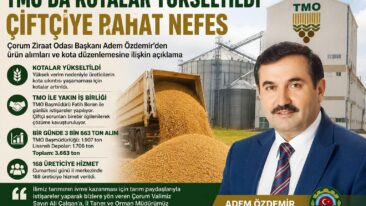TMO’DA KOTALAR YÜKSELTİLDİ: ÇİFTÇİYE RAHAT NEFES